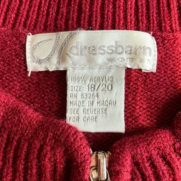 Deep Red Zip-Up Cardigan with Black Embroidered Panels - Picture 6 of 7